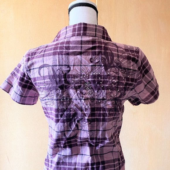 NWT Sz M Sour N Cream Pink Plaid Shirt Dress - Picture 4 of 6